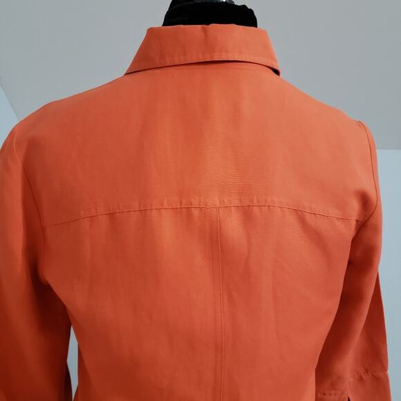 Linda Allard by Ellen Tracy Lined 3/4 Sleeve Collared Linen Blouse Size 6 - Picture 4 of 7